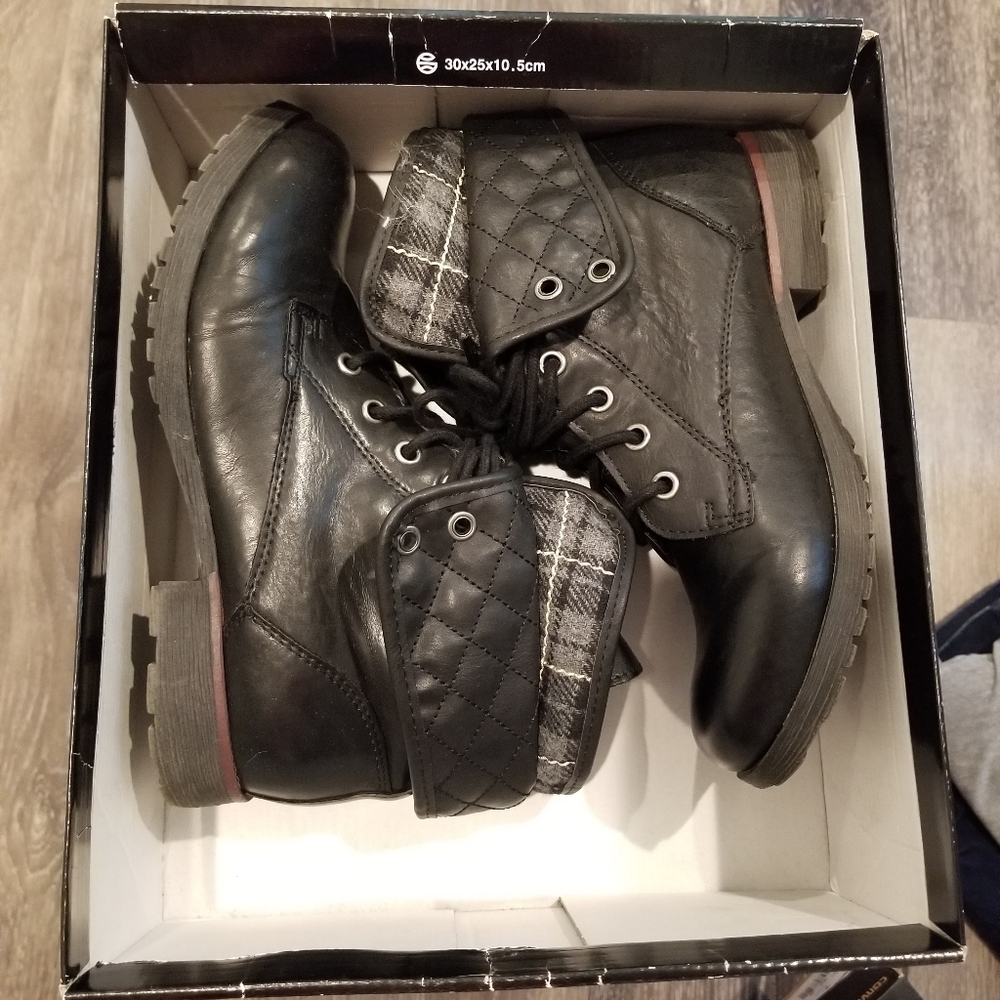 Black combat boots
